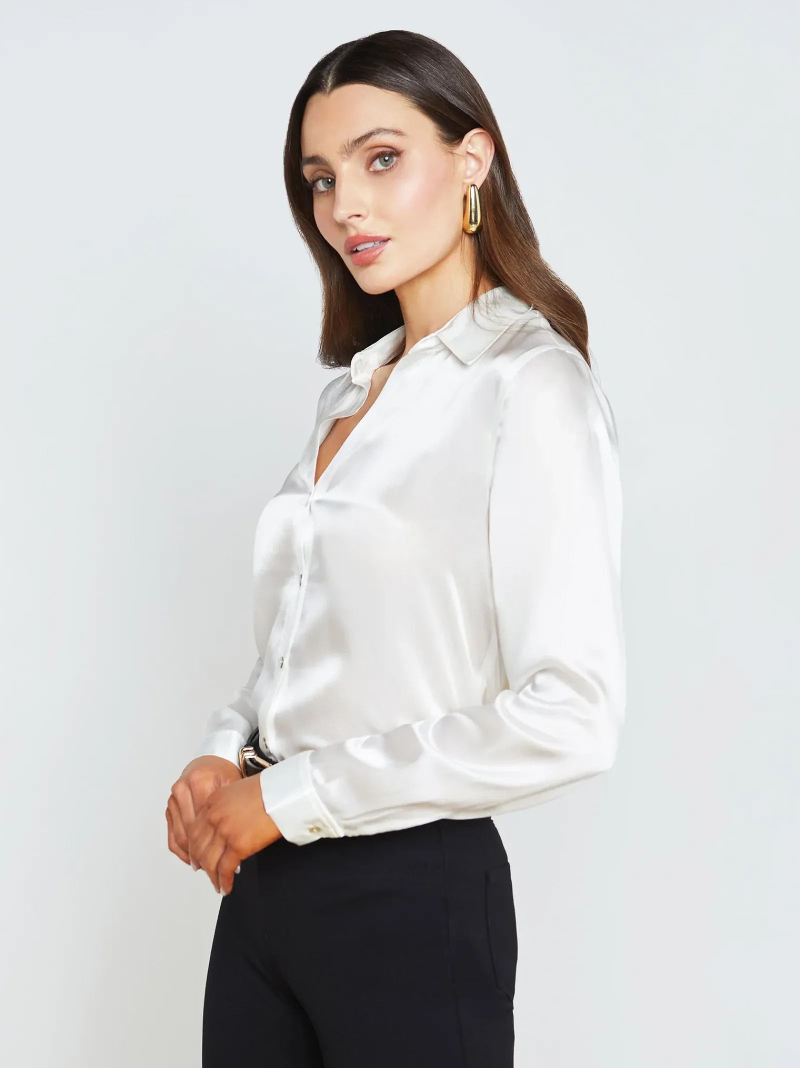 L'AGENCE Nouveau Whites|Silks|Tyler Silk Blouse Ivory