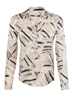 L'AGENCE Print Edition|Spring Collection|Tyler Silk Blouse Ecru/Black Typewriter