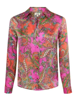 L'AGENCE Print Edition|Spring Collection|Tyler Silk Blouse Rhodamine Multi Bright Pop Paisley