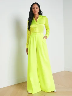 L'AGENCE Sets|Spring Collection|Tyler Silk Blouse Neon Citrus