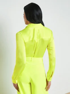 L'AGENCE Sets|Spring Collection|Tyler Silk Blouse Neon Citrus
