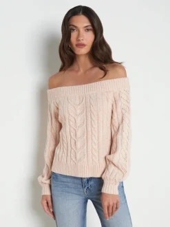 L'AGENCE Spring Collection|Knitwear|Vesta Off-the-Shoulder Sweater Pale Nude