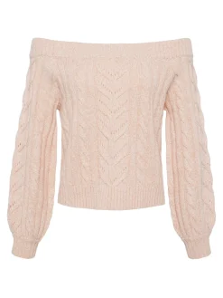 L'AGENCE Spring Collection|Knitwear|Vesta Off-the-Shoulder Sweater Pale Nude