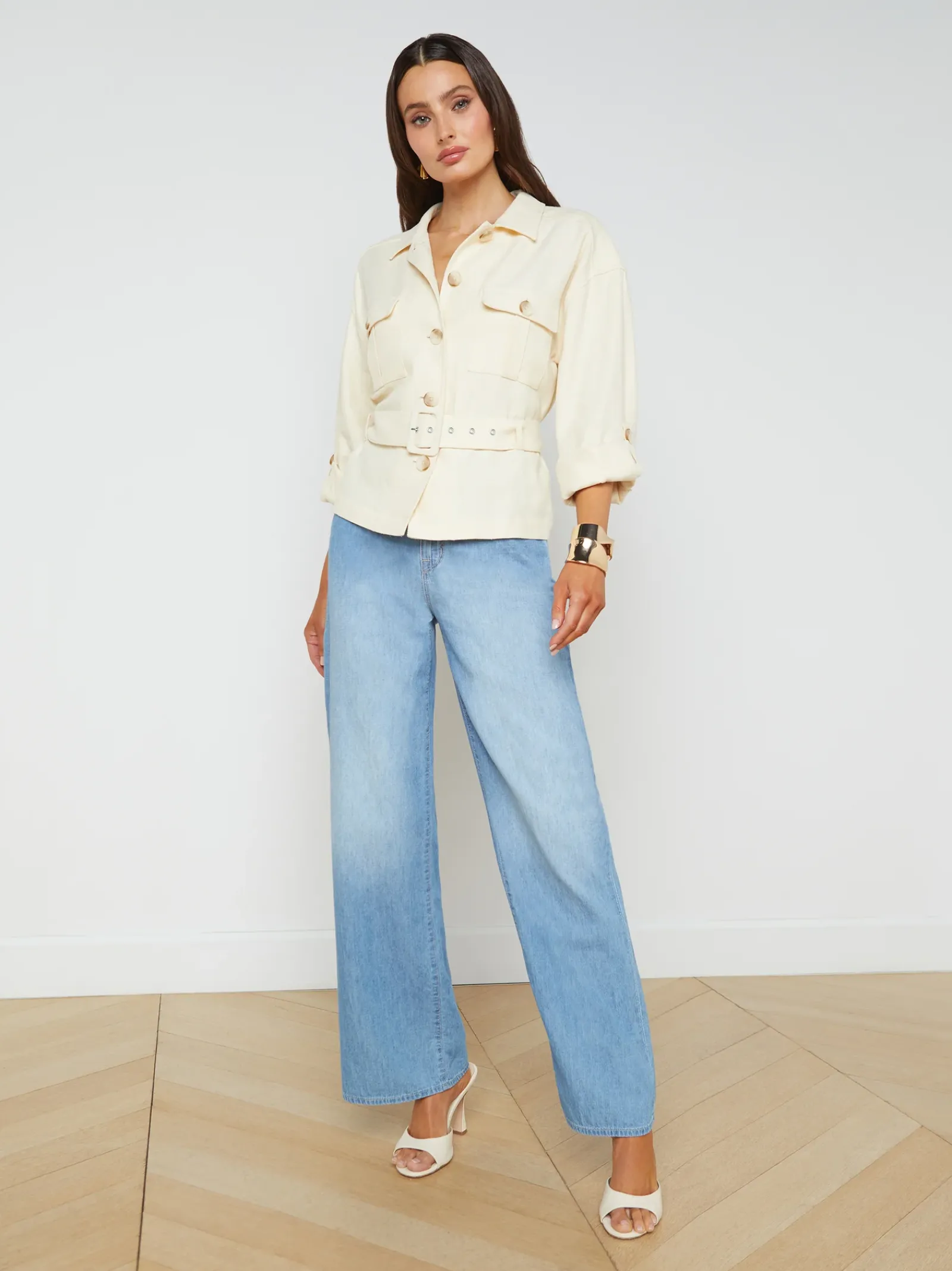 L'AGENCE Spring Collection|Linen|Voyage Linen-Blend Safari Jacket Bone
