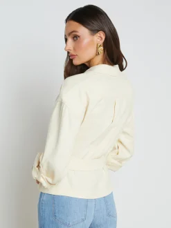 L'AGENCE Spring Collection|Linen|Voyage Linen-Blend Safari Jacket Bone