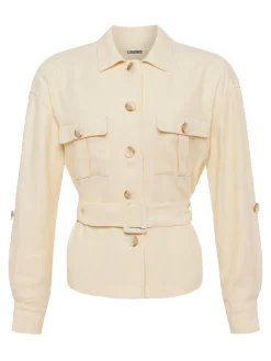 L'AGENCE Spring Collection|Linen|Voyage Linen-Blend Safari Jacket Bone