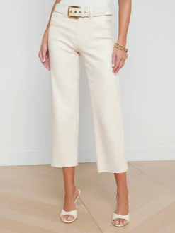 L'AGENCE Nouveau Whites|Petite|Wanda Coated Wide-Leg Jean French Vanilla Coated
