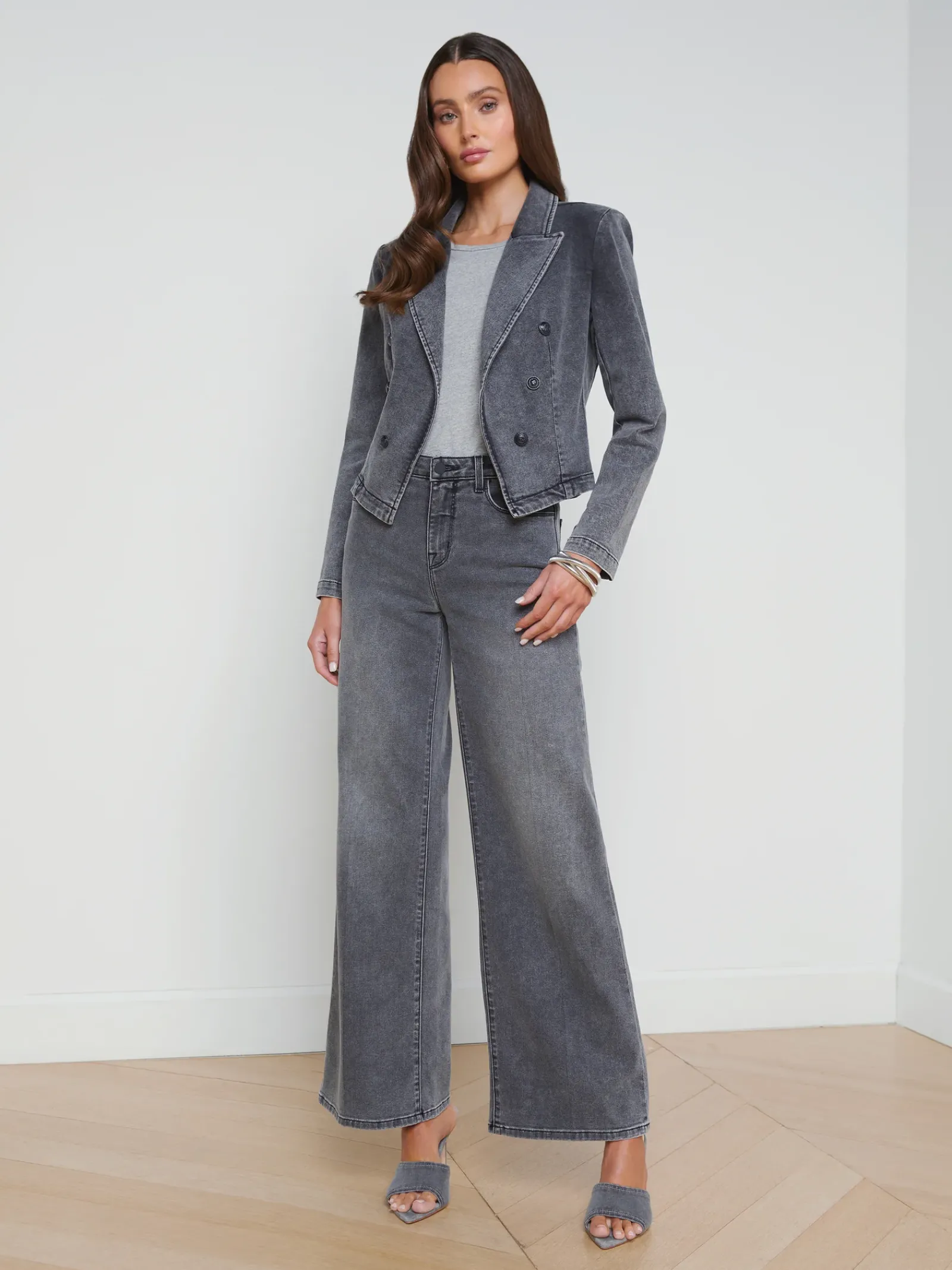 L'AGENCE Spring Collection|Blazers & Jackets|Wayne Denim Blazer Magnesite