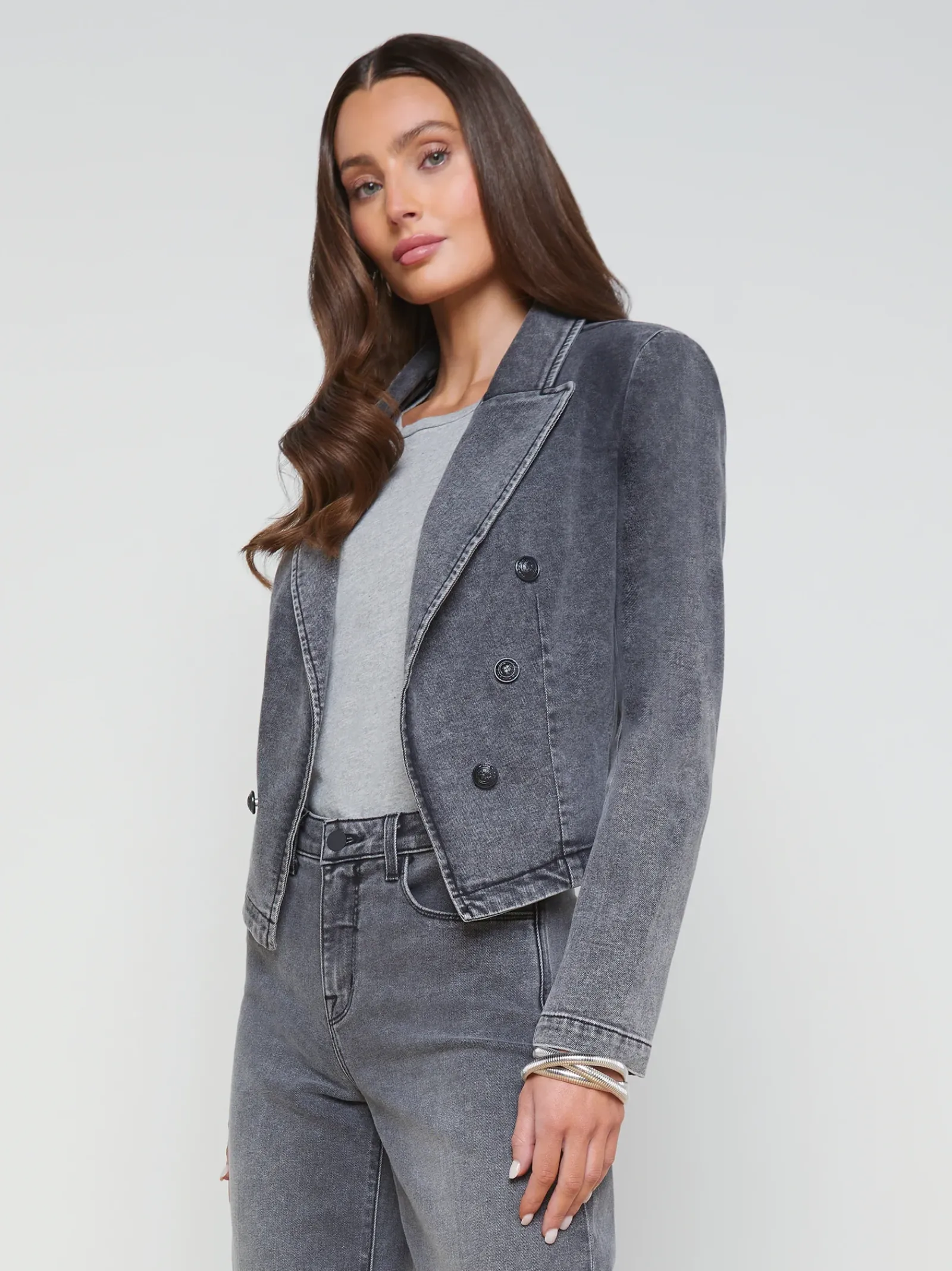 L'AGENCE Spring Collection|Blazers & Jackets|Wayne Denim Blazer Magnesite