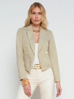L'AGENCE Spring Collection|Blazers & Jackets|Wayne Denim Blazer Sand Dune