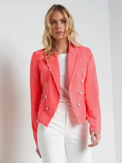 L'AGENCE Spring Collection|Blazers & Jackets|Wayne Denim Blazer Soft Neon Coral