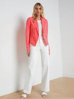 L'AGENCE Spring Collection|Blazers & Jackets|Wayne Denim Blazer Soft Neon Coral