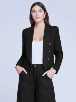L'AGENCE All Things Black|Linen|Wayne Linen Blazer Black