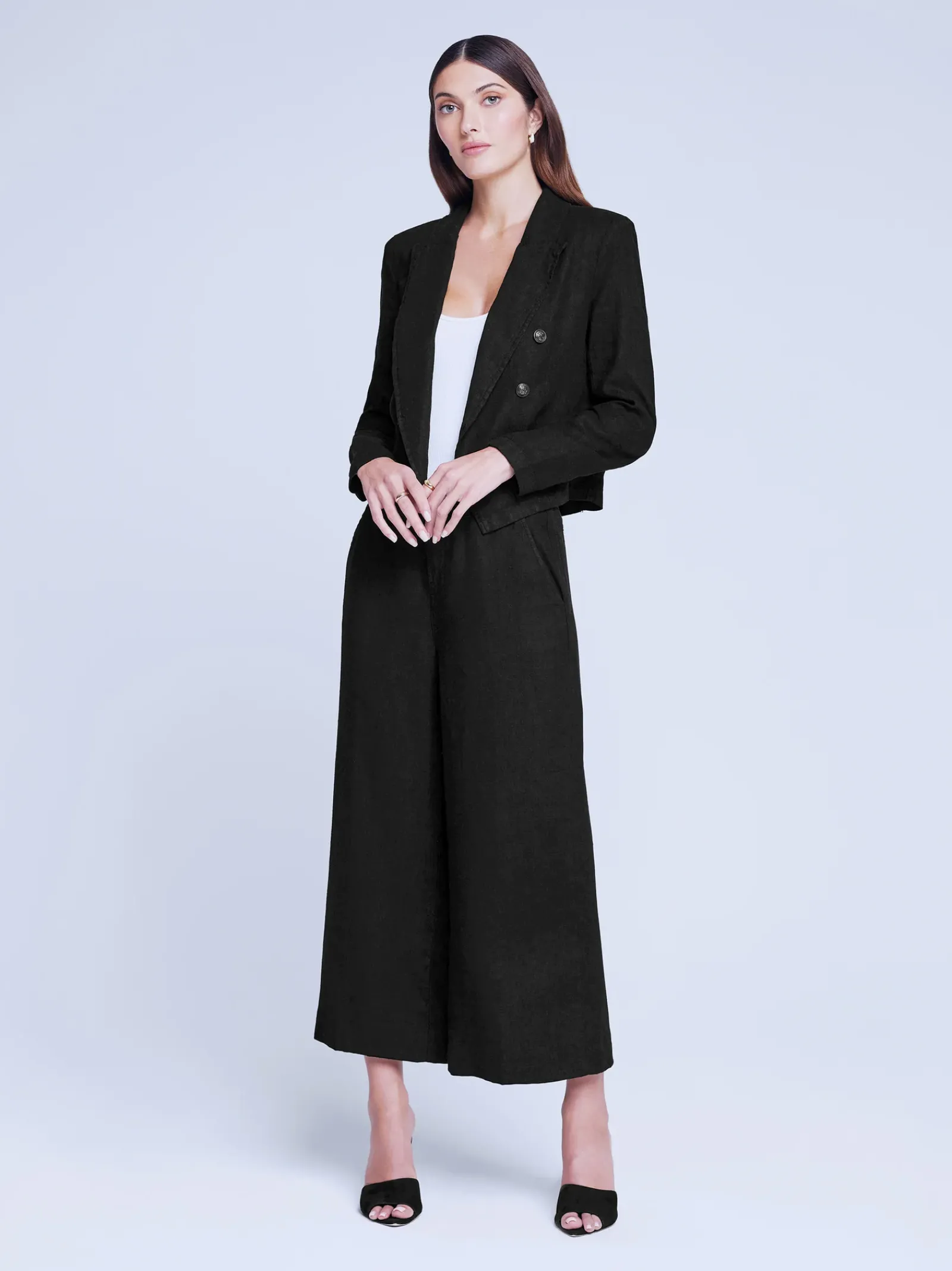 L'AGENCE All Things Black|Linen|Wayne Linen Blazer Black
