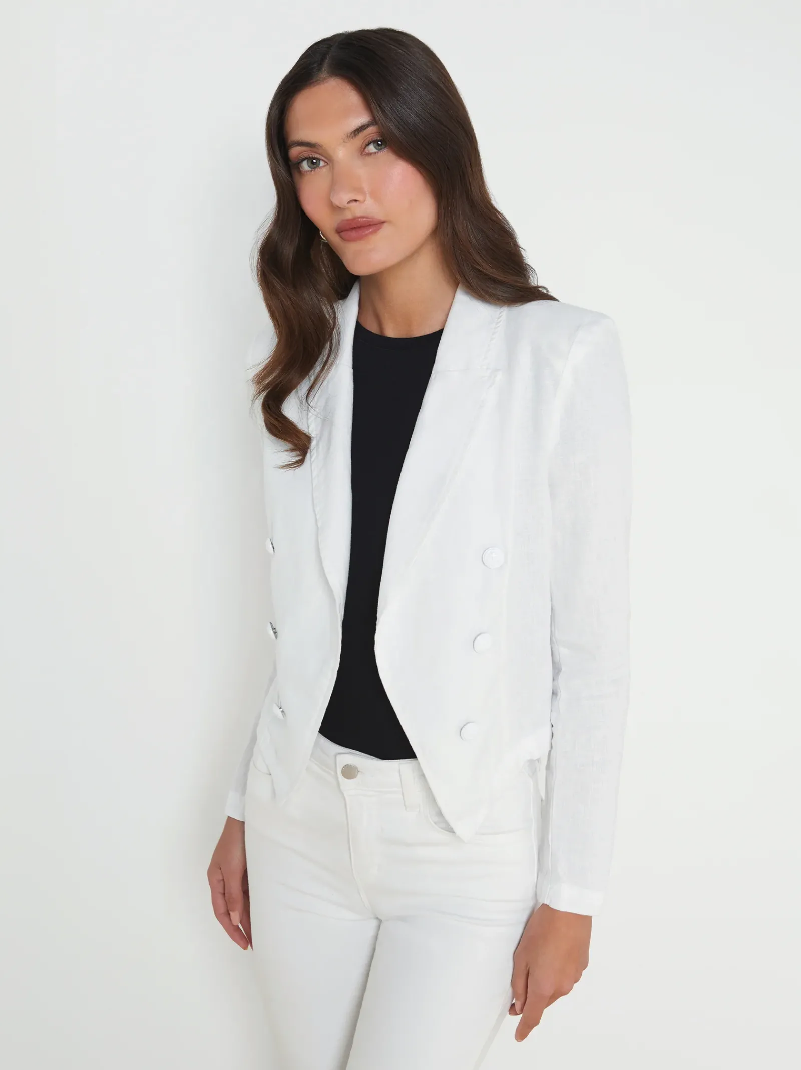 L'AGENCE Nouveau Whites|Linen|Wayne Linen Blazer Blanc