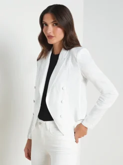 L'AGENCE Nouveau Whites|Linen|Wayne Linen Blazer Blanc