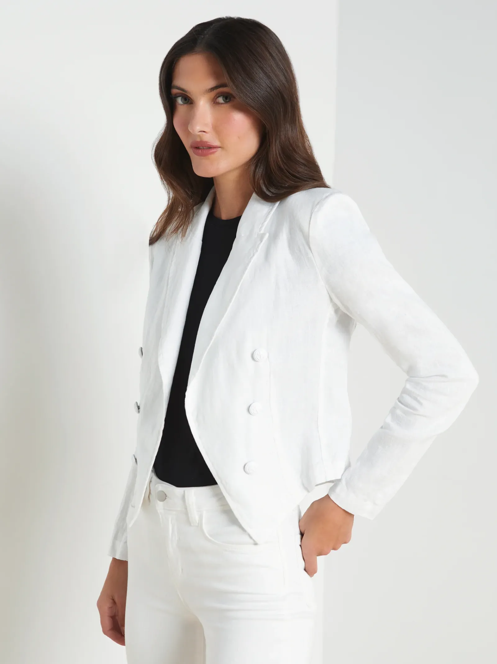 L'AGENCE Nouveau Whites|Linen|Wayne Linen Blazer Blanc