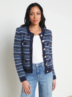L'AGENCE Spring Collection|Knitwear|Woodson Cardigan Jacket Blue Multi
