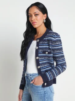 L'AGENCE Spring Collection|Knitwear|Woodson Cardigan Jacket Blue Multi