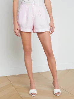 L'AGENCE Sets|Spring '24 Catalog|Zahari Linen Pleated Short LILAC SNOW